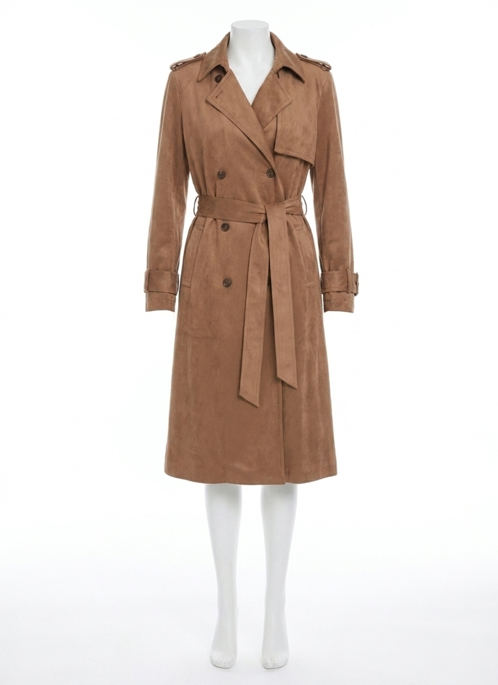 NEW LYSSE agatha vegan suede trench coat in camel